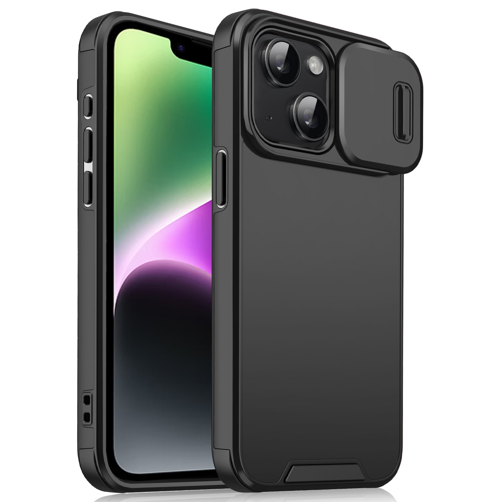 For iPhone 14 / iPhone 13 6.1 inch Case PC+TPU Shockproof Phone Cover with Slide Camera Guard For iPhone 14 / iPhone 13 6.1 inch Case PC+TPU Shockproof Phone Cover with Slide Camera Guard